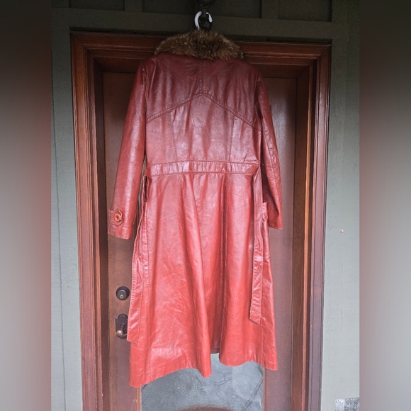Vintage Genuine Leather & Fur Penny Lane Trench Coat - Picture 3 of 8